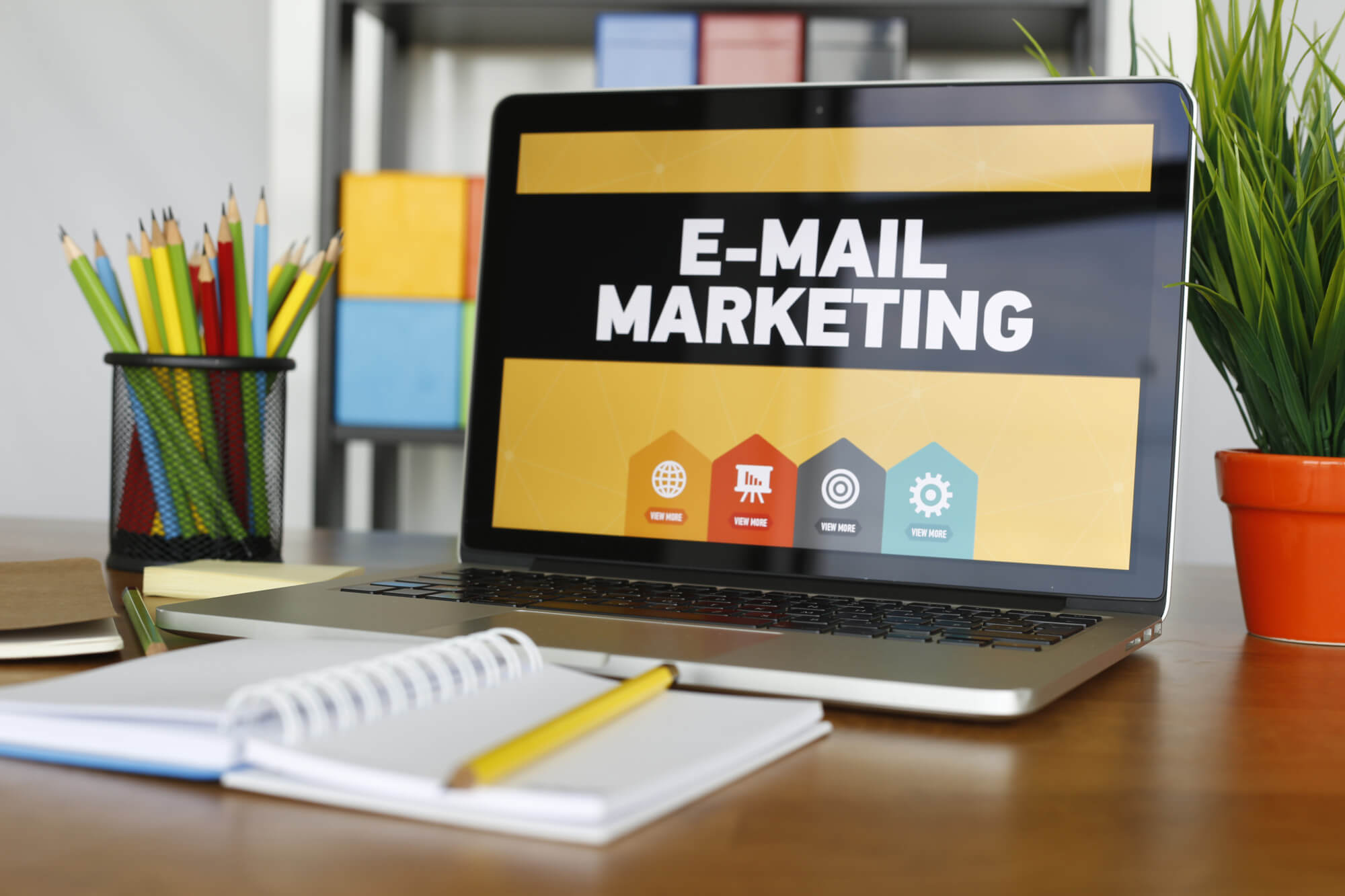 Email marketing promotion on a laptop